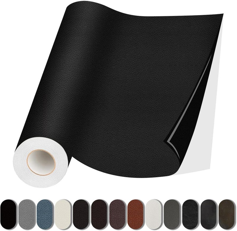 Lifeshoon Leather Repair Patch, Self Adhesive Leather Repair, Large Vinyl Patch Tape for Couches, Furniture, Car Seats, Cabinets, Wall, Handbags （Black, 3.5X79 Inch） - Image 1